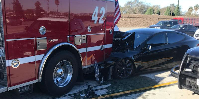 A Tesla Model S slammed into a firetruck with Autopilot enabled