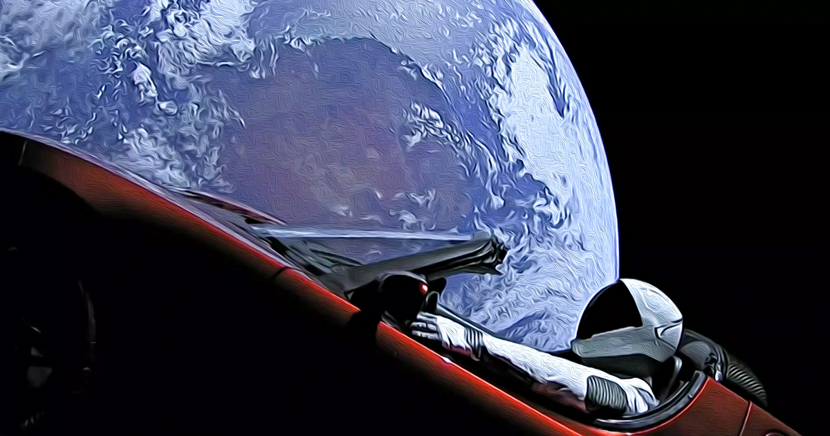 Get a gorgeous wallpaper of the Tesla in space