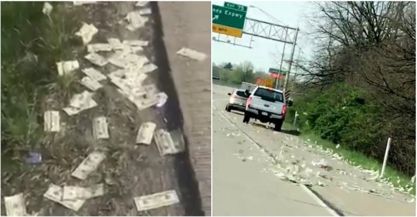 Armored Truck Spills $600,000 Onto The Highway And It Looks Just Like That Dream You Once Had
